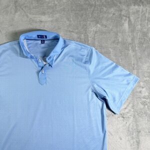 Stitch Golf Polo Shirt Light Blue Geometric Print Short Sleeve Mens M L